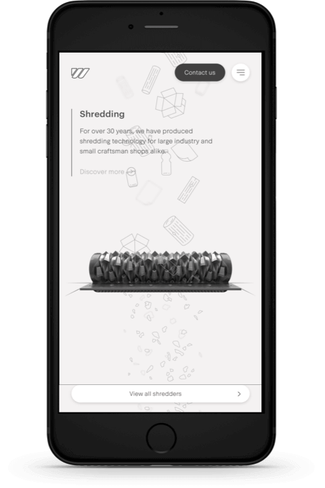 Weima homepage shredding slider shown on mobile