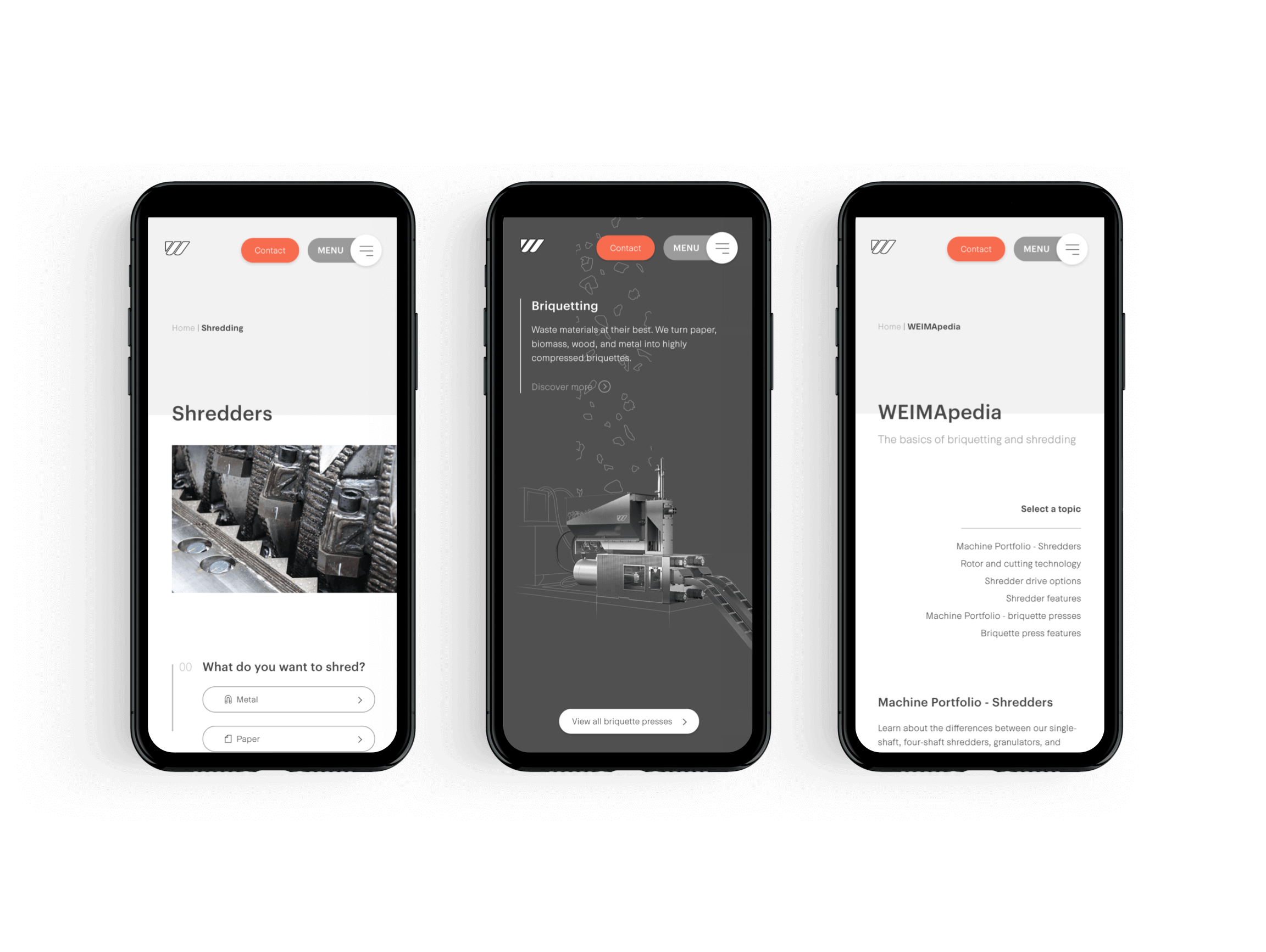 Weima 3 mobile phones with different pages